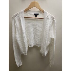 J Jason Wu White Crochet Knit Shrug Bolero Cardigan Sweater Top M